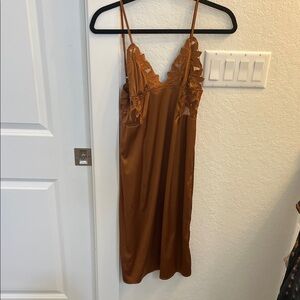 Wild Honey Brown Midi Satin Chemise